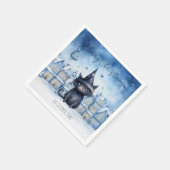 Serviette En Papier Fête de Noël de Chat Noir mignonne (Coin)