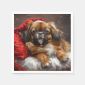 Serviette En Papier Fête de Noël de Chien Espagnol Tibétain (Devant)