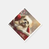 Serviette En Papier Fête de Noël de Chien Malti Tzu (Coin)