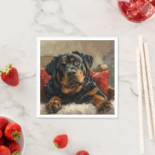 Serviette En Papier Fête de Noël de chien Rottweiler (En situation)