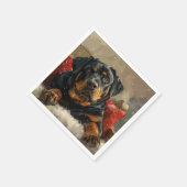 Serviette En Papier Fête de Noël de chien Rottweiler (Coin)