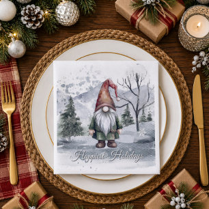 Serviette En Papier Fête de Noël de gnome de vacances à l'aquarelle