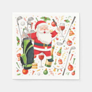 Serviette En Papier Fête de Noël de golf sur le thème du Père Noël