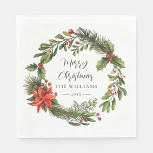 Serviette En Papier Fête de Noël de la famille Florale Baies rouges Pa