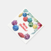 Serviette En Papier Fête de Noël de l'échange d'ornements d'aquarelle (Coin)