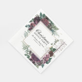 Serviette En Papier Fête de Noël d'entreprise Rustic Bourgogne Floral (Coin)