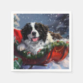 Serviette En Papier Fête de Noël des chiens de Terre-Neuve (Devant)