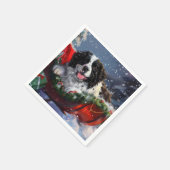 Serviette En Papier Fête de Noël des chiens de Terre-Neuve (Coin)