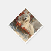 Serviette En Papier Fête de Noël des Chiens des Pyrénées (Coin)