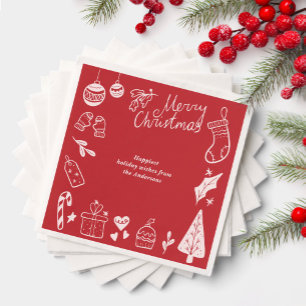 Serviette En Papier Fête de Noël Dessins à main levée Festifs