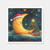 Serviette En Papier Fête de Noël drôle Lune Galaxy (Devant)