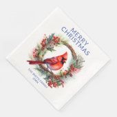 Serviette En Papier Fête de Noël du cardinal bleu (Coin)
