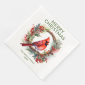 Serviette En Papier Fête de Noël du cardinal vert (Coin)