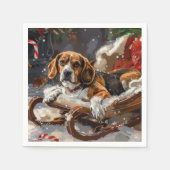 Serviette En Papier Fête de Noël du chien beagle (Devant)