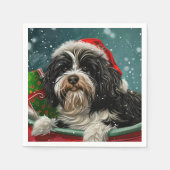Serviette En Papier Fête de Noël du chien tibétain Terrier (Devant)