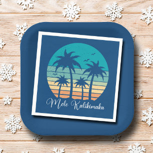 Serviette En Papier Fête de Noël du coucher de soleil tropical de Mele