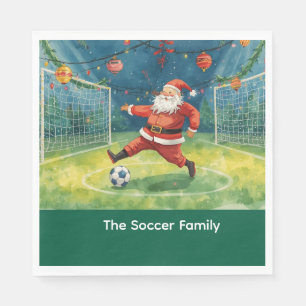 Serviette En Papier Fête de Noël du football du Père Noël