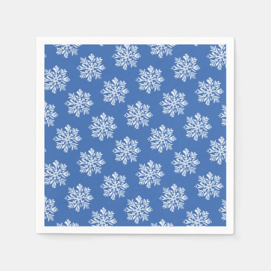 Serviette En Papier Fête de Noël du Motif Blue Snowflake (Devant)