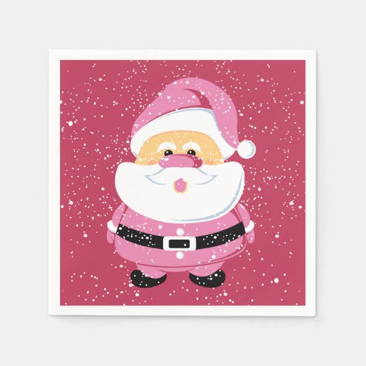 Serviette En Papier Fête de Noël du Père Noël rose doux (Devant)