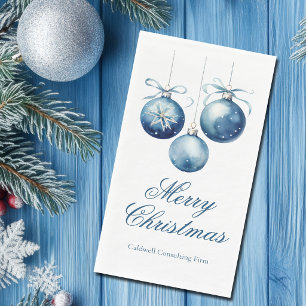 Serviette En Papier Fête de Noël élégante bleue personnalisée