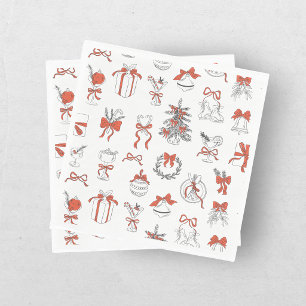 Serviette En Papier Fête de Noël élégante rouge et noire