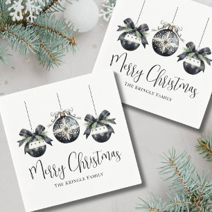 Serviette En Papier Fête de Noël Élégante Simple Noir Blanc