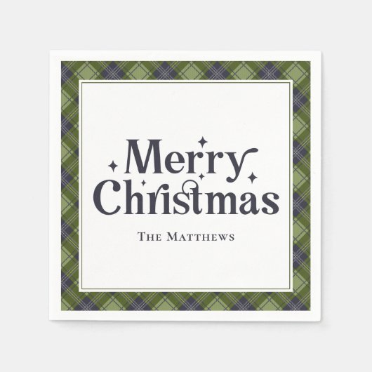 Serviette En Papier Fête de Noël en famille Classique Plaid Retro (Devant)