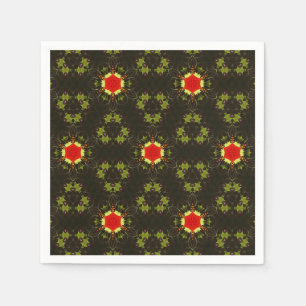 Serviette En Papier Fête de Noël étoile rouge vert saint feuille