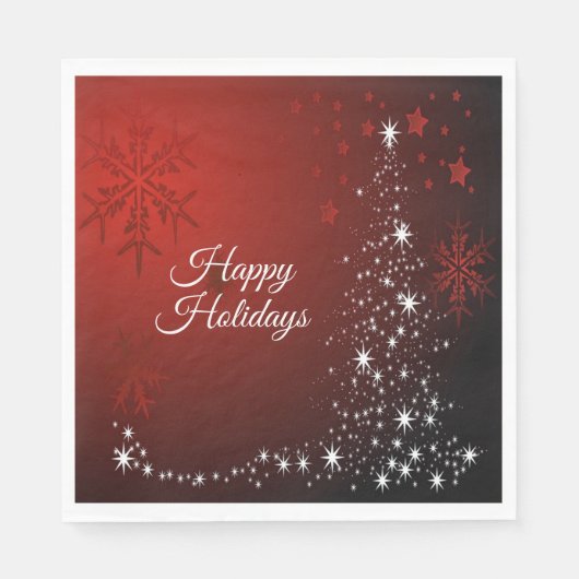 Serviette En Papier Fête de Noël Etoiles blanches Arbre Red Feux de ne (Devant)