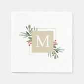 Serviette En Papier Fête de Noël Familiale Initiale Botanique (Devant)