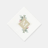 Serviette En Papier Fête de Noël Familiale Initiale Botanique (Coin)