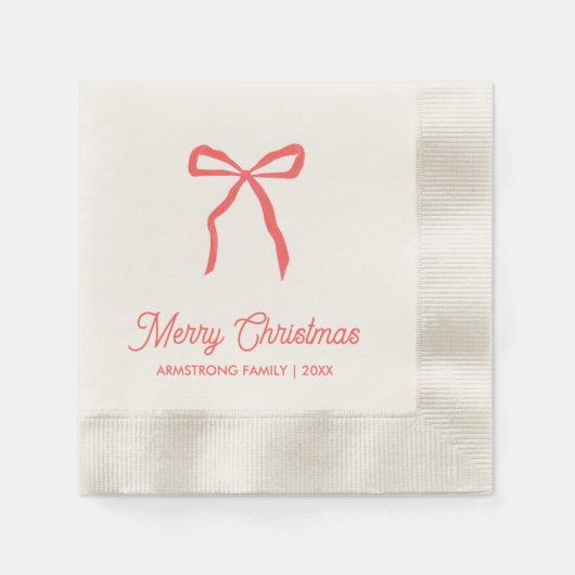 Serviette En Papier Fête de Noël familiale personnalisée Red Bow (Devant)