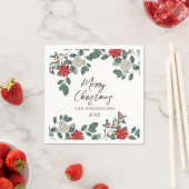 Serviette En Papier Fête de Noël Fleurs Rouge Vert (En situation)