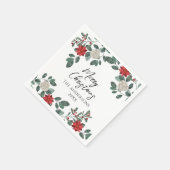 Serviette En Papier Fête de Noël Fleurs Rouge Vert (Coin)