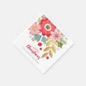 Serviette En Papier Fête de Noël florale personnalisée (Coin)