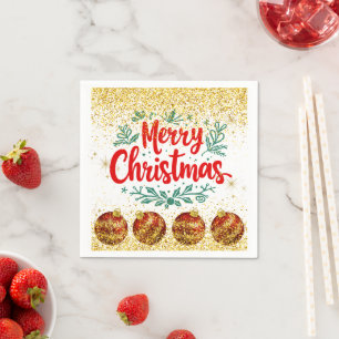 Serviette En Papier Fête de Noël glitter Joyeux Noël