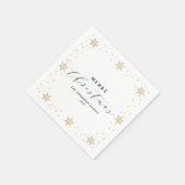 Serviette En Papier Fête de Noël Gold & Green Snowflake (Coin)