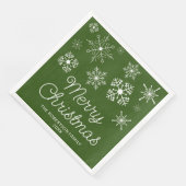 Serviette En Papier Fête de Noël Green White Snowflakes (Coin)
