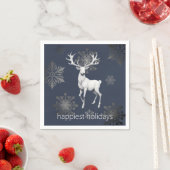 Serviette En Papier Fête de Noël Ivory Reindeer | Bleu (En situation)