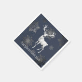 Serviette En Papier Fête de Noël Ivory Reindeer | Bleu (Coin)