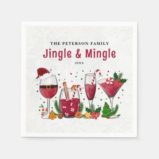 Serviette En Papier Fête de Noël Jingle et Mingle (Devant)