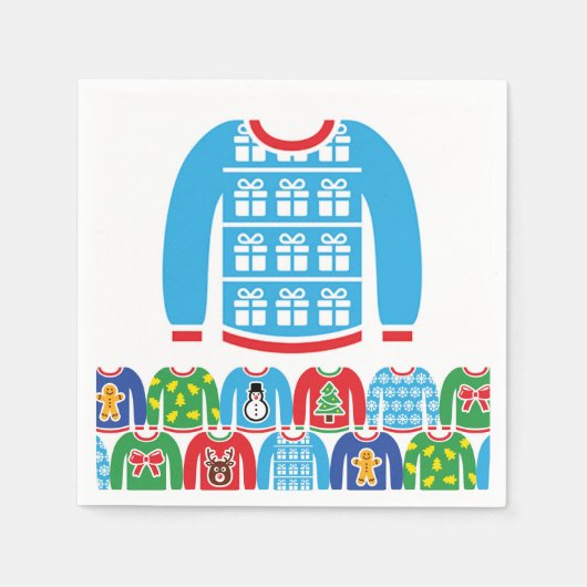 Serviette En Papier Fête de Noël moche Sweater fêtes cadeaux (Devant)
