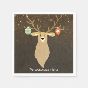 Serviette En Papier Fête de Noël Moderne Rustique Cerf d'Hiver