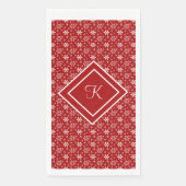 Serviette En Papier Fête de Noël Monogram Red White (Devant)