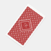 Serviette En Papier Fête de Noël Monogram Red White (Coin)
