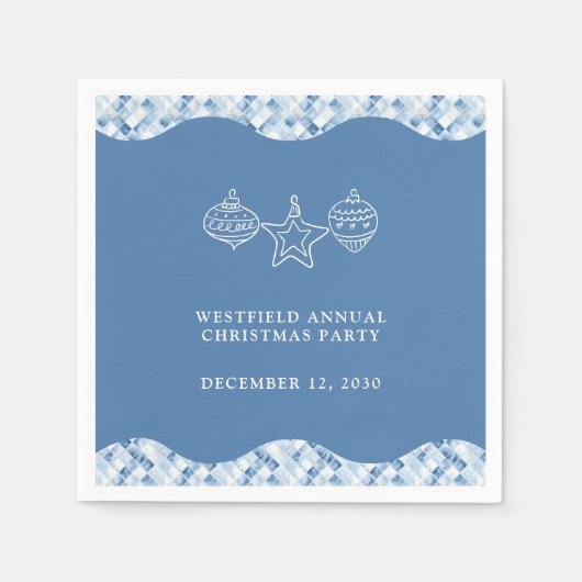 Serviette En Papier Fête de Noël Motif Dusty Blue Check (Devant)