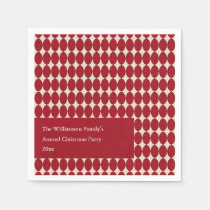 Serviette En Papier Fête de Noël personnalisée Rouge Baubles Élégance 