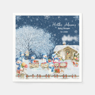 Serviette En Papier Fête de Noël pour bébé avec bonhommes de neige