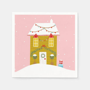 Serviette En Papier Fête de Noël rose Anniversaire de enfant