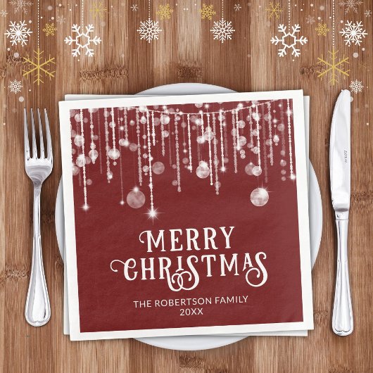 Serviette En Papier Fête de Noël rouge Bourgogne